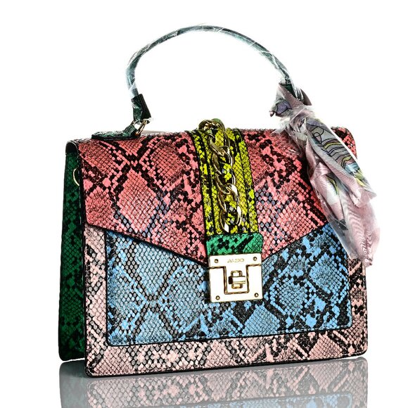 Aldo Handbags - ALDO Multicolor Glenda Colorblock Snake Print Handbag